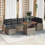 Set de canapele pentru grădină 8 pcs Gri Rattan poli GartenMobel Dekor