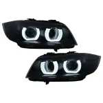 Faruri Xenon 3D Angel Eyes LED DRL BMW Seria 3 E90 E91 (2008-2011) Negru