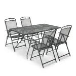 Set mobilier de grădină Leziter Alfi 4+1, antracit, masă și 4 scaune pliabile