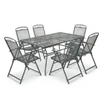 Set mobilier de grădină Leziter Alfi 6+1, metal antracit, masă și 6 scaune