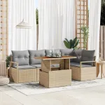 Set de canapele pentru grădină 6 pcs Bej Rattan poli GartenMobel Dekor