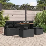 Set de canapele pentru grădină 6 pcs Negru Rattan poli GartenMobel Dekor
