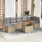 Set de canapele pentru grădină 8 pcs Bej Rattan poli GartenMobel Dekor