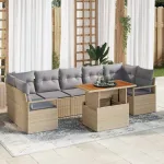 Set de canapele pentru grădină 8 pcs Bej Rattan poli GartenMobel Dekor