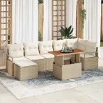 Set de canapele pentru grădină 8 pcs Bej Rattan poli GartenMobel Dekor