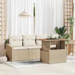 Set de canapele pentru grădină 5 pcs Bej Rattan poli GartenMobel Dekor