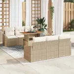 Set de canapele pentru grădină 7 pcs Bej Rattan poli GartenMobel Dekor