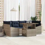 Set de canapele pentru grădină 7 pcs Gri Rattan poli GartenMobel Dekor