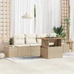 Set de canapele pentru grădină 5 pcs Bej Rattan poli GartenMobel Dekor