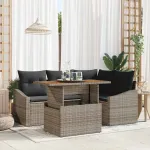 Set de canapele pentru grădină 5 pcs Gri Rattan poli GartenMobel Dekor