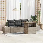 Set de canapele pentru grădină 5 pcs Gri Rattan poli GartenMobel Dekor