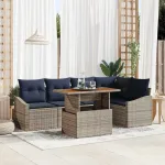 Set de canapele pentru grădină 6 pcs Gri Rattan poli GartenMobel Dekor