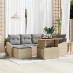 Set de canapele pentru grădină 7 pcs Bej Rattan poli GartenMobel Dekor
