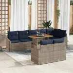 Set de canapele pentru grădină 9 pcs Gri Rattan poli GartenMobel Dekor