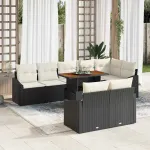 Set de canapele pentru grădină 9 pcs Negru Rattan poli GartenMobel Dekor