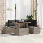 Set de canapele pentru grădină 5 pcs Gri Rattan poli GartenMobel Dekor