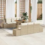 Set de canapele pentru grădină 7 pcs Bej Rattan poli GartenMobel Dekor