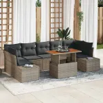 Set de canapele pentru grădină 8 pcs Gri Rattan poli GartenMobel Dekor