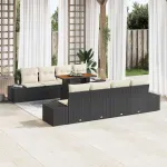 Set de canapele pentru grădină 9 pcs Negru Rattan poli GartenMobel Dekor