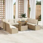 Set de canapele pentru grădină 10 pcs Bej Rattan poli GartenMobel Dekor