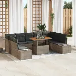 Set de canapele pentru grădină 10 pcs Gri Rattan poli GartenMobel Dekor