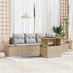 Set de canapele pentru grădină 5 pcs Bej Rattan poli GartenMobel Dekor