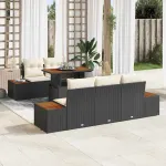 Set de canapele pentru grădină 6 pcs Negru Rattan poli GartenMobel Dekor