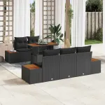 Set de canapele pentru grădină 6 pcs Negru Rattan poli GartenMobel Dekor