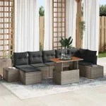Set de canapele pentru grădină 8 pcs Gri Rattan poli GartenMobel Dekor