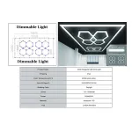 Sistem iluminare plafon hexagonal LED dimabil 3,56 x 1,86 m, 6500K