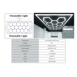 Sistem iluminare plafon LED hexagon 4.33 x 2.28 m, lumină reglabilă