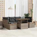 Set de canapele pentru grădină 7 pcs Gri Rattan poli GartenMobel Dekor