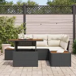 Set de canapele pentru grădină 5 pcs Negru Rattan poli GartenMobel Dekor