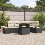 Set de canapele pentru grădină 6 pcs Negru Rattan poli GartenMobel Dekor