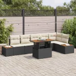 Set de canapele pentru grădină 7 pcs Negru Rattan poli GartenMobel Dekor