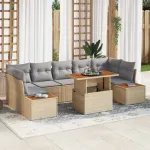 Set de canapele pentru grădină 8 pcs Bej Rattan poli GartenMobel Dekor