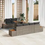 Set de canapele pentru grădină 8 pcs Gri Rattan poli GartenMobel Dekor