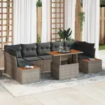 Set de canapele pentru grădină 8 pcs Gri Rattan poli GartenMobel Dekor
