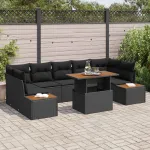 Set de canapele pentru grădină 8 pcs Negru Rattan poli GartenMobel Dekor