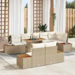 Set de canapele pentru grădină 9 pcs Bej Rattan poli GartenMobel Dekor