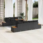 Set de canapele pentru grădină 9 pcs Negru Rattan poli GartenMobel Dekor