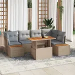 Set de canapele pentru grădină 10 pcs Bej Rattan poli GartenMobel Dekor