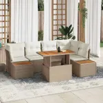 Set de canapele pentru grădină 10 pcs Bej Rattan poli GartenMobel Dekor