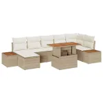 Set de canapele pentru grădină 8 pcs Bej Rattan poli GartenMobel Dekor