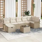 Set de canapele pentru grădină 8 pcs Bej și crem poliratan GartenMobel Dekor