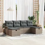 Set de canapele pentru grădină cu pernă 6 pcs Gri poliratan GartenMobel Dekor
