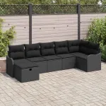 Set de canapea cu pernă cu depozitare 7 pcs Negru poliratan GartenMobel Dekor