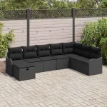 Set de canapea cu pernă cu depozitare Manual Negru poliratan GartenMobel Dekor