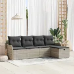 Set de canapele pentru grădină 5 pcs Gri deschis Rattan poli GartenMobel Dekor