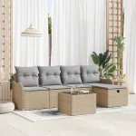 Set de canapele pentru grădină 6 pcs Beige și gri deschis GartenMobel Dekor